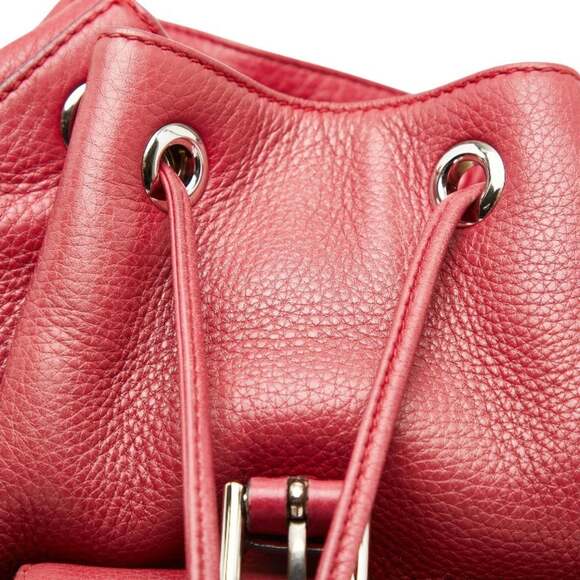 GUCCI Red Leather Bamboo Backpack main image 10